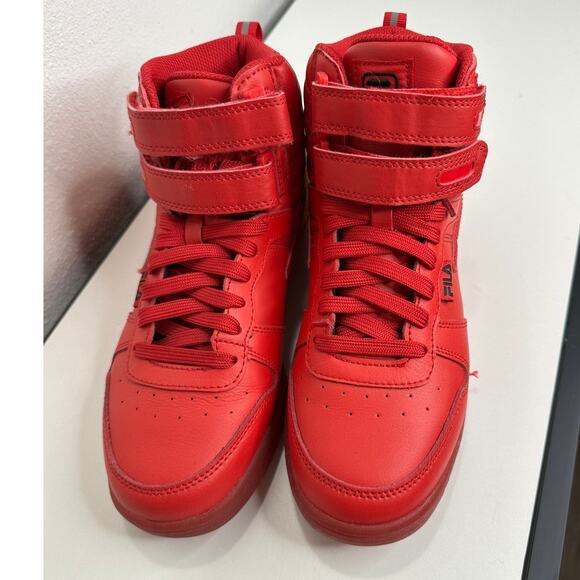 Fila Red Monochromatic F-14 High Top Casual Sneaker Shoe 8 - Picture 13 of 14